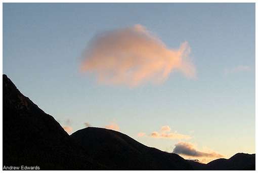 A red snapper, 'swimming' over Glencoe, Scotland