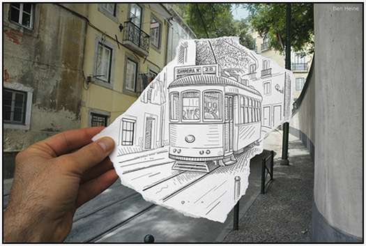 Pencil-Drawings-Combined-With-Photographs-2