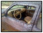 Covered His Car Inside and Outside From Woven Raffia Palm Cane